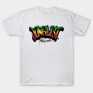 JUNGLIST  - Graffiti Spray Paint (black/red/gold/green) T-Shirt